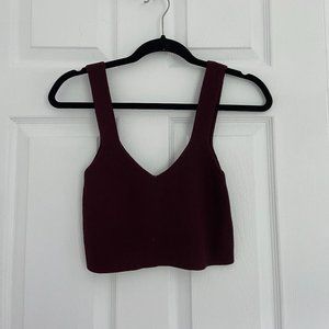 Aritzia Wilfred Maroon Knit Crop Top (Medium)